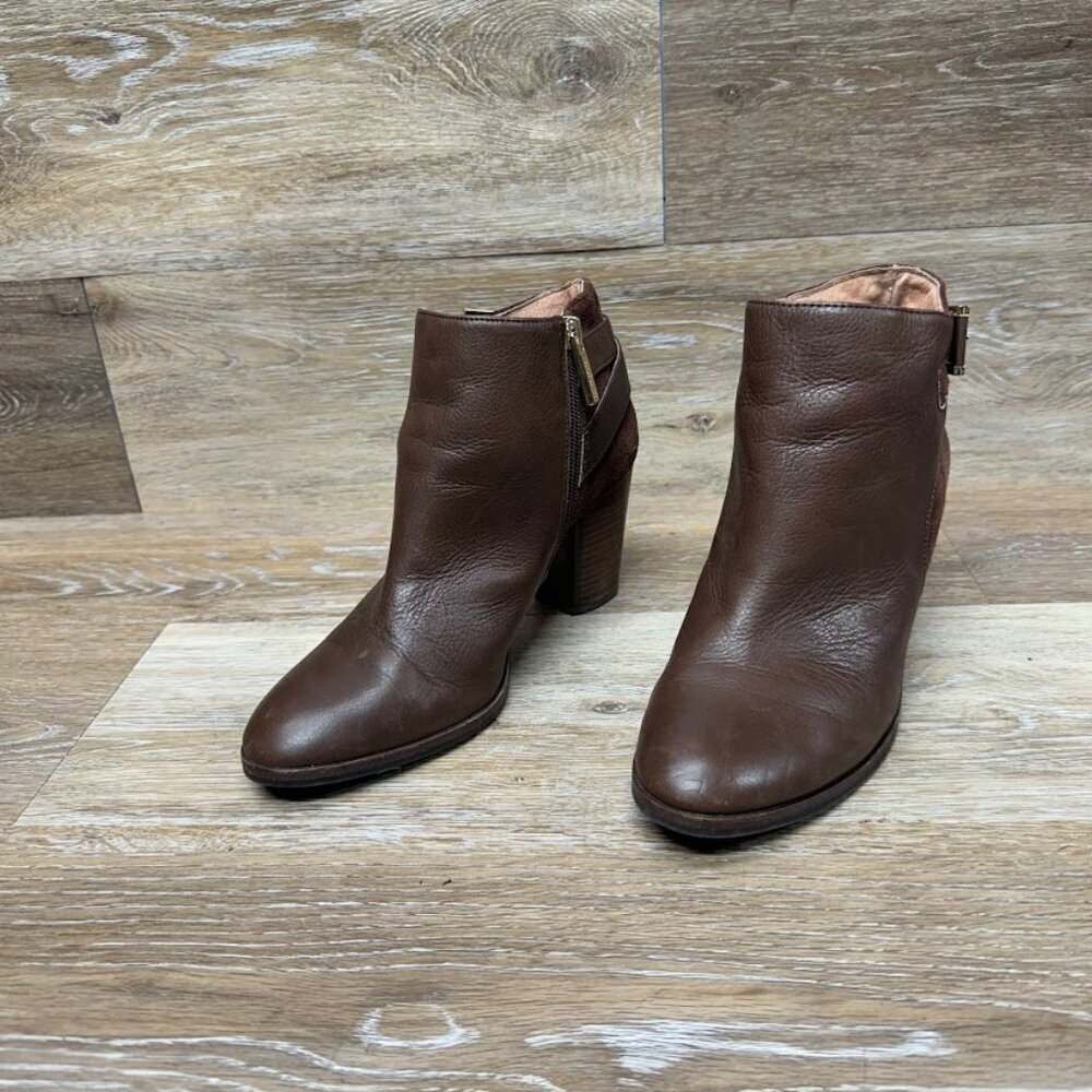 Louise Et Cie Lo-Vasca Brown Leather Heeled Booties Women's Size 6.5